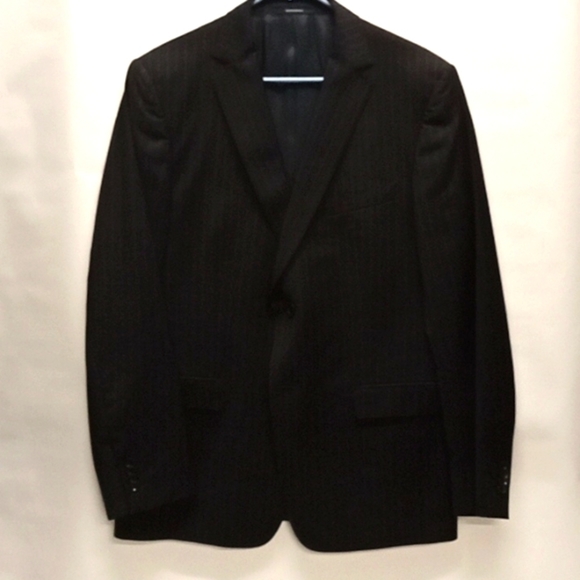 ZZenga Men's 52R Navy Blue White Pinstriped Blazer Sport Coat